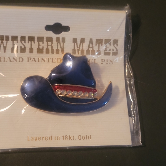 Retro 80's/90's Western Mates Rhinestone Cowboy Hat Pin - Picture 1 of 4